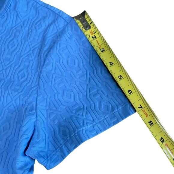 J McLaughlin Top Catalina Cloth Jacquard Texture Blue S/S Large Coastal Beach - Picture 7 of 8